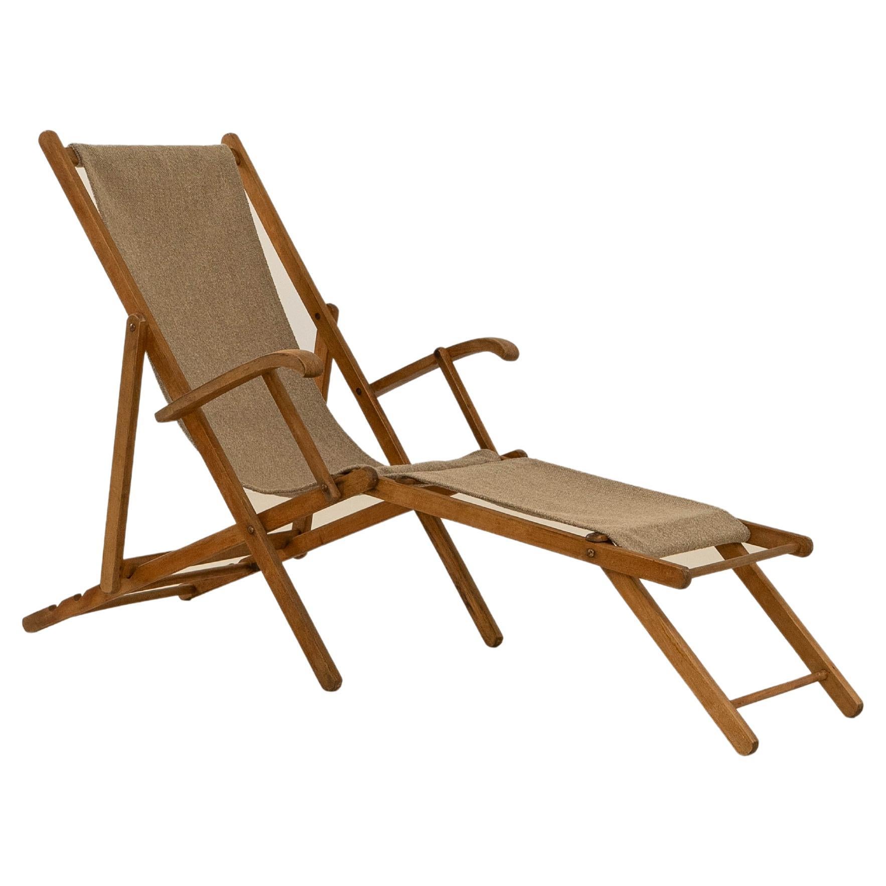 1960s French Folding Chaise Lounge Chair