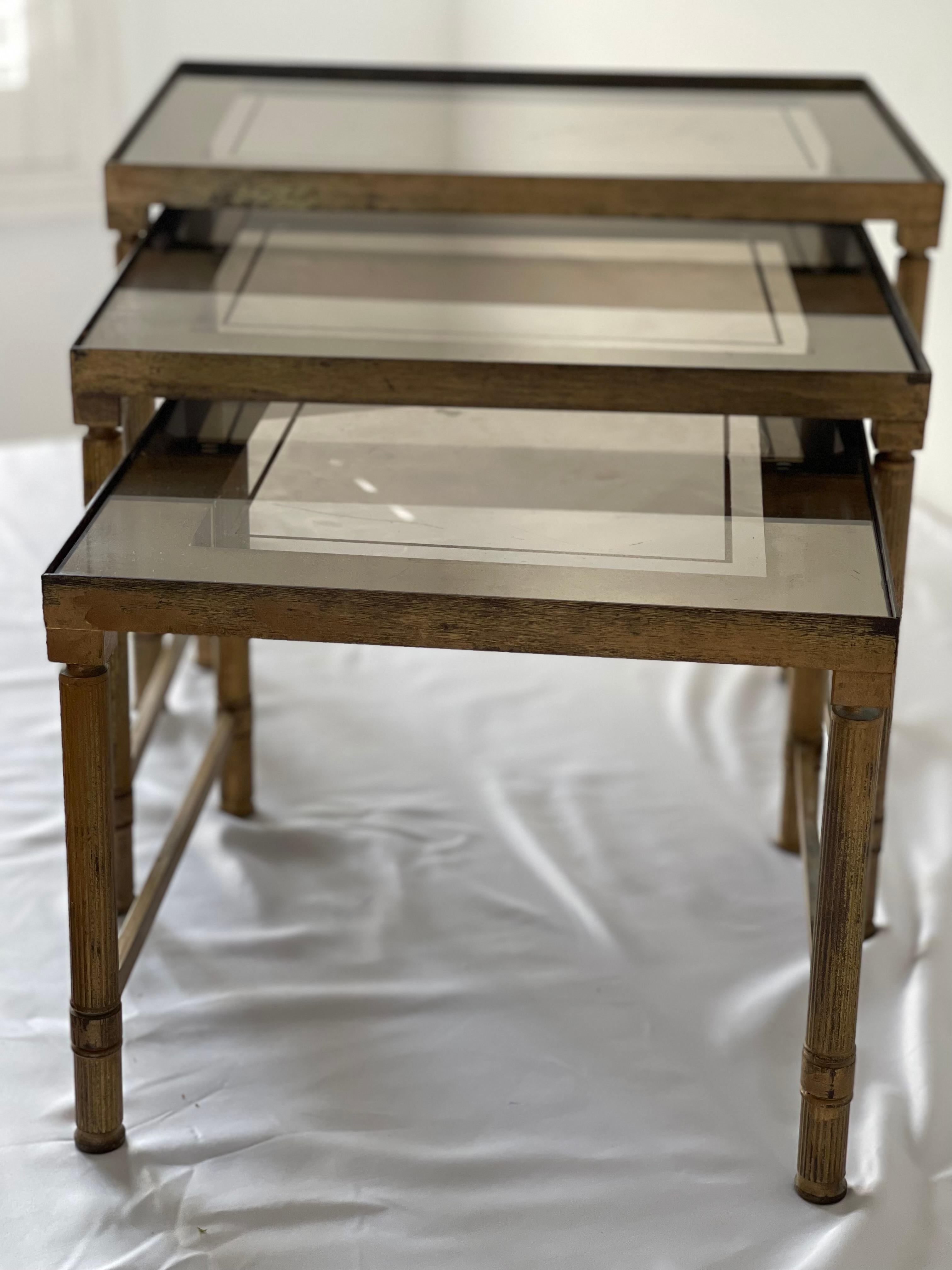 Metal 1960s French Gigogne Nesting Tables Set of 3 For Sale
