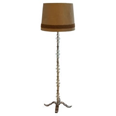 Retro 1960s French Glass & Brass Floor Lamp