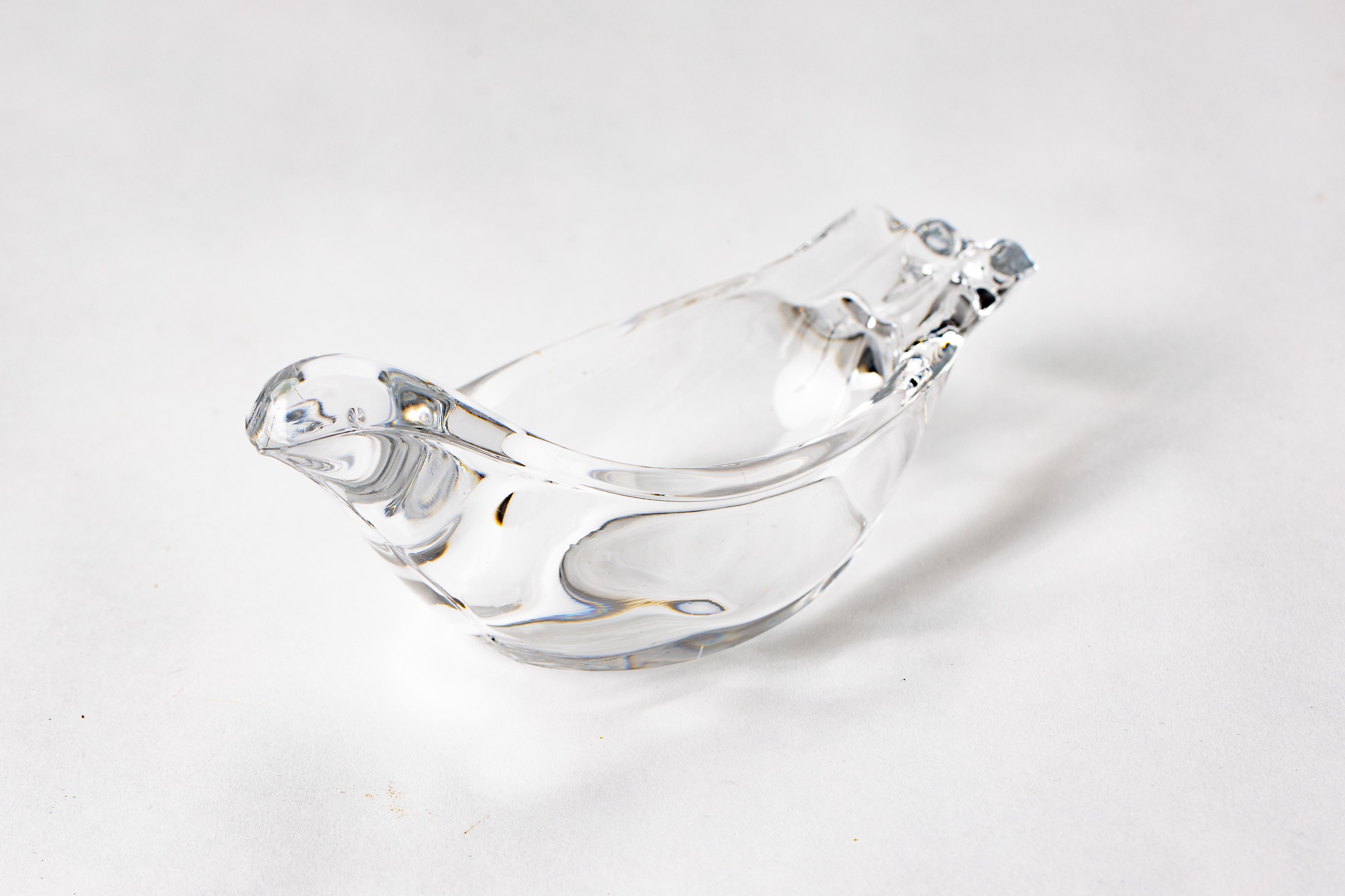 Mid-Century Modern 1960's French Glass Dove Ashtray For Sale