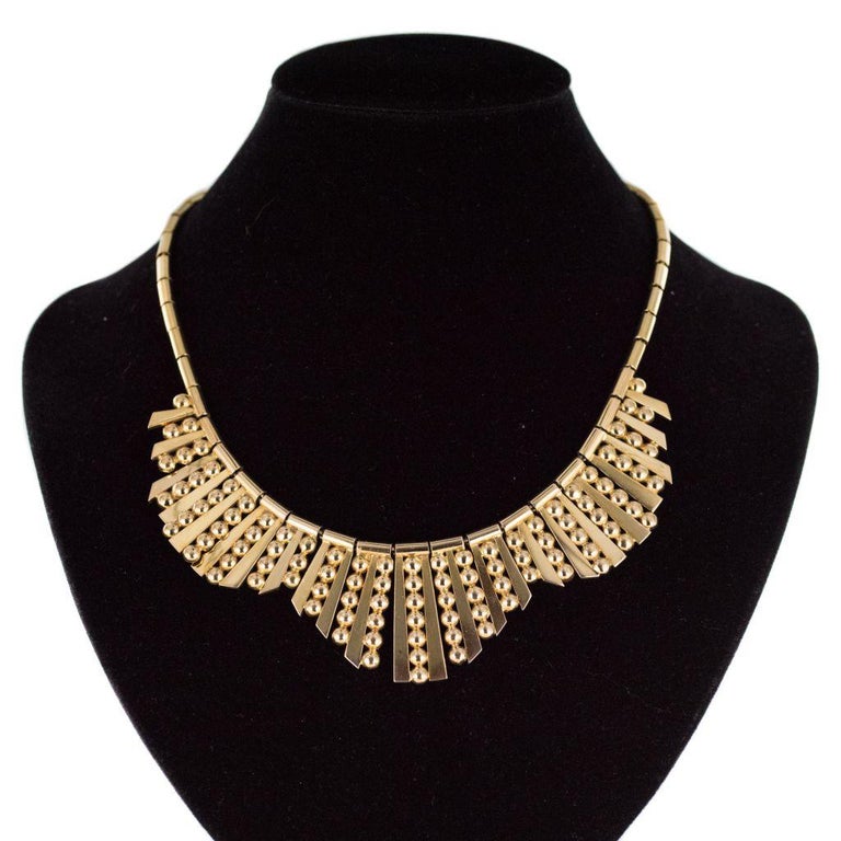 1960s French Gold Necklace with Radiant Motif For Sale at 1stDibs