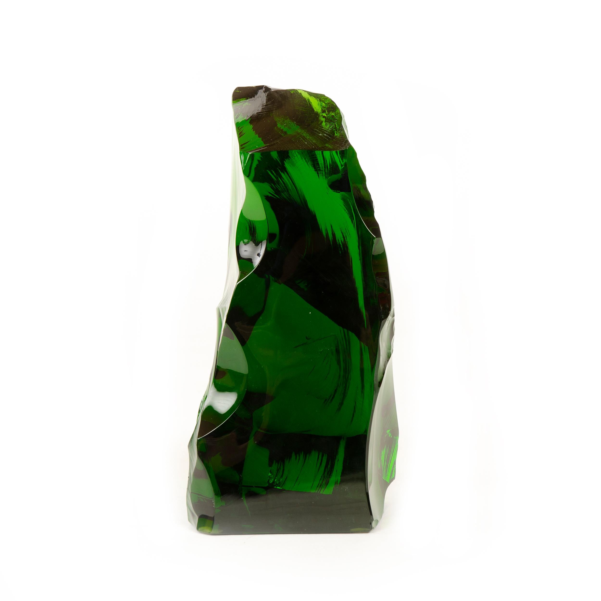 1960s French Green Crystal Sculpture by Baccarat In Good Condition In Sagaponack, NY