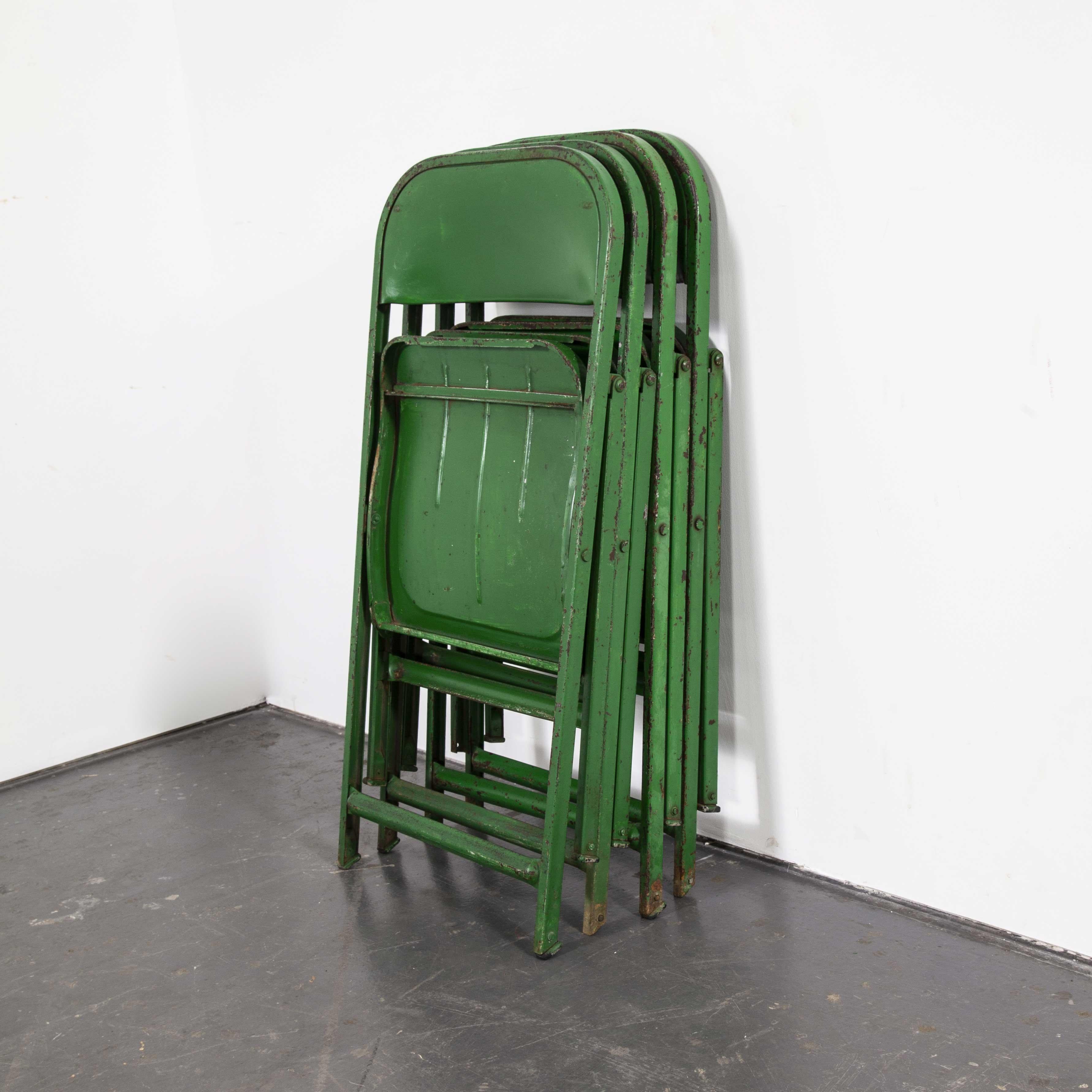 1960s French Green Metal Folding Chairs, Set of Eight 6