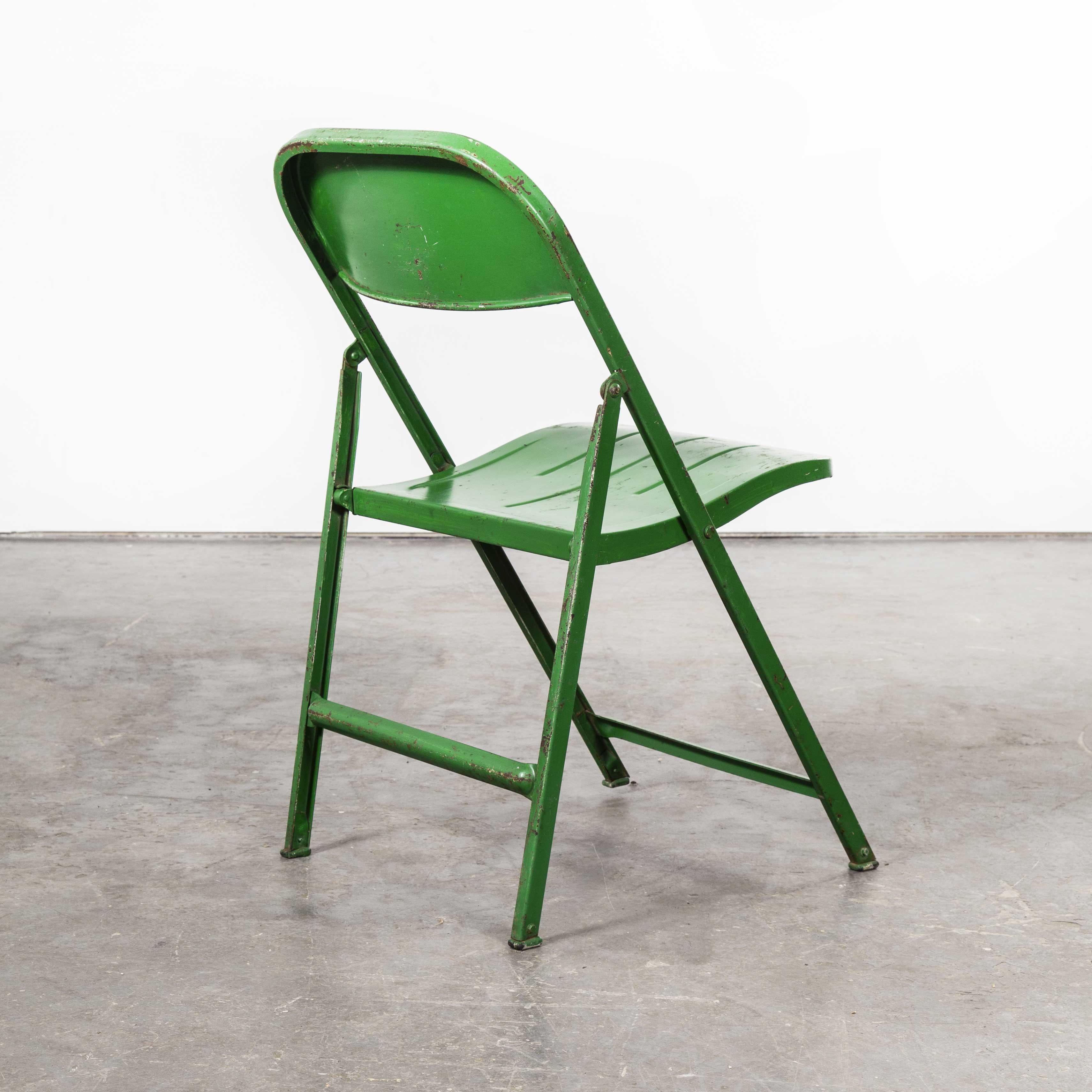 1960s French Green Metal Folding Chairs, Set of Eight 4