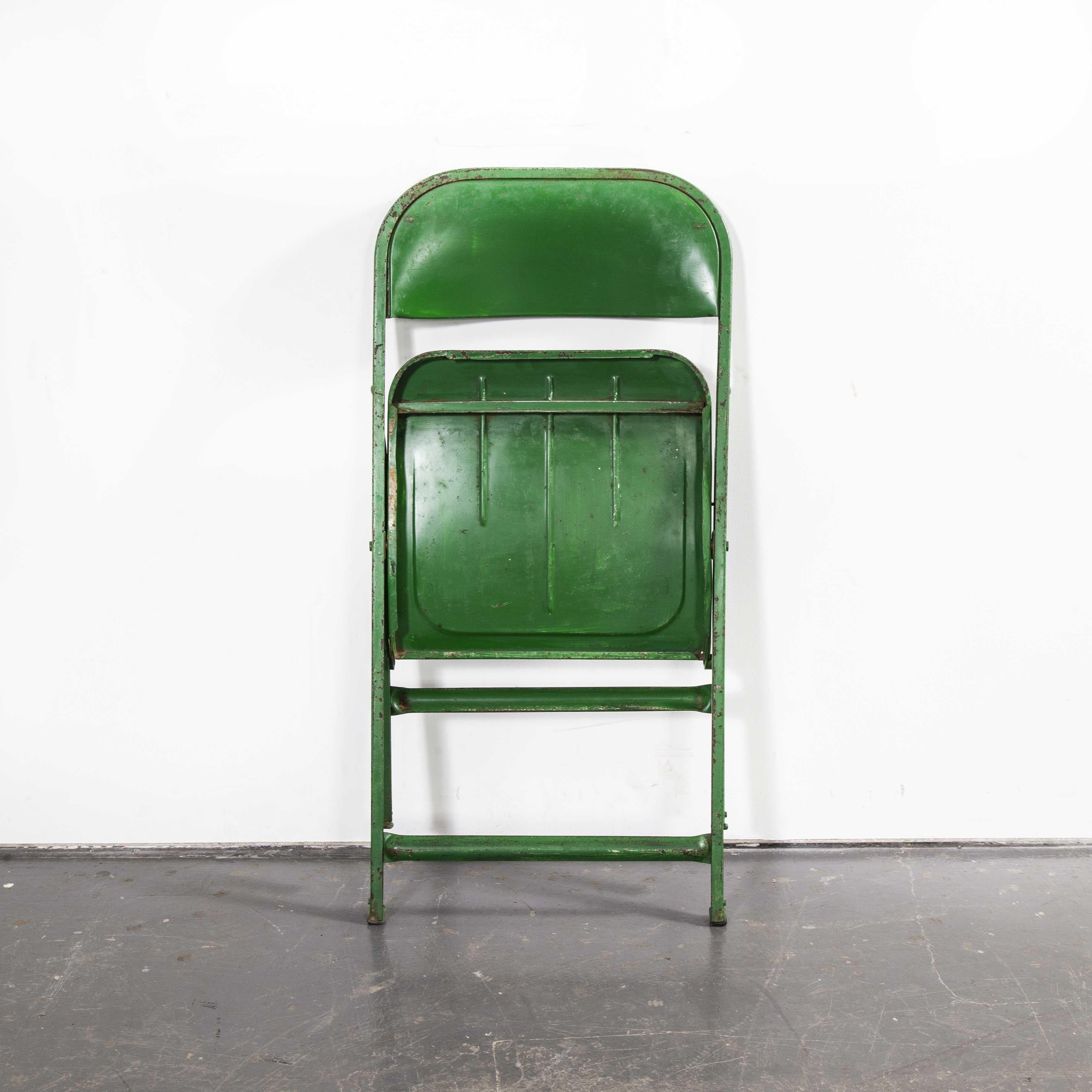1960s French Green Metal Folding Chairs, Set of Eight 5