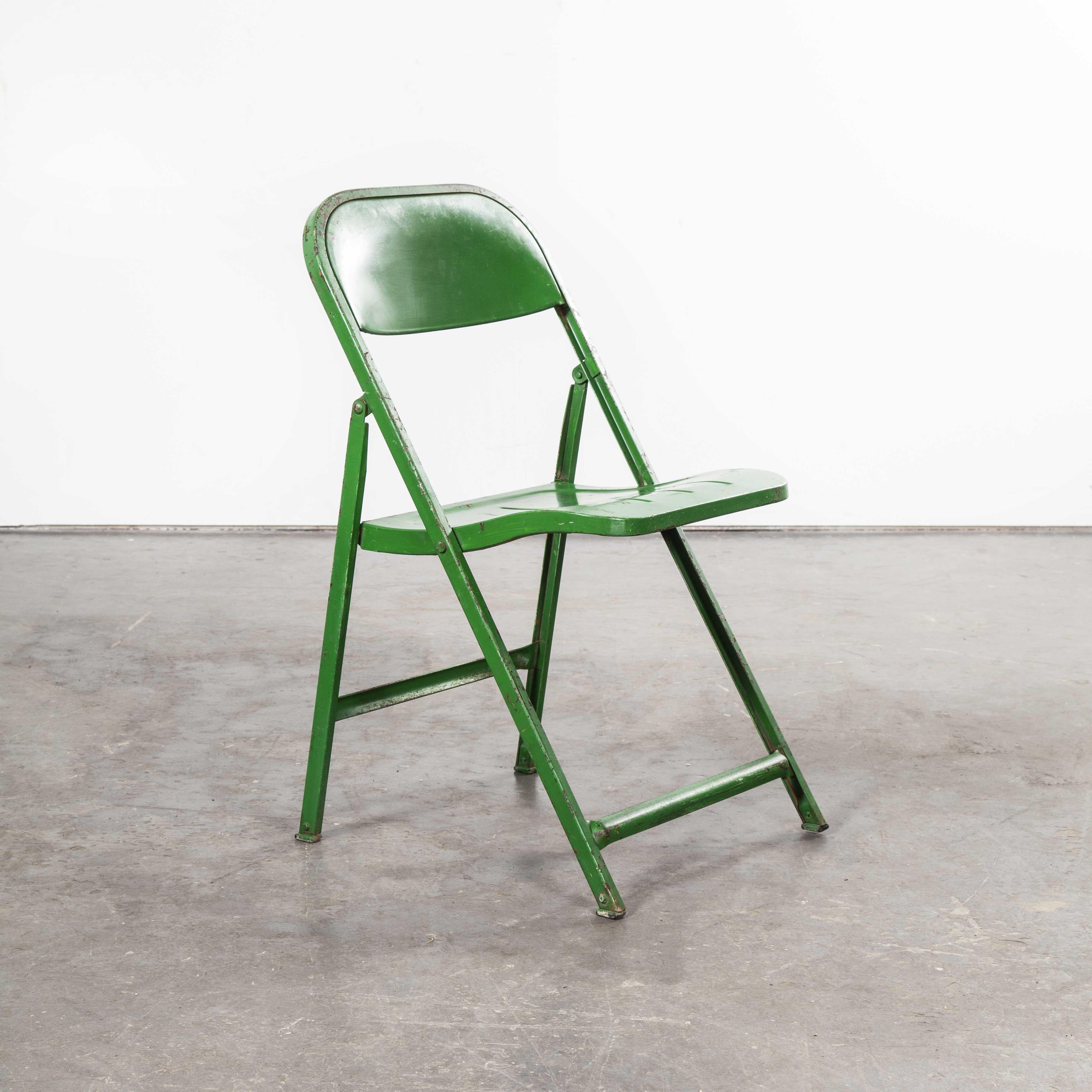 1960s French Green Metal Folding Chairs, Set of Six 3