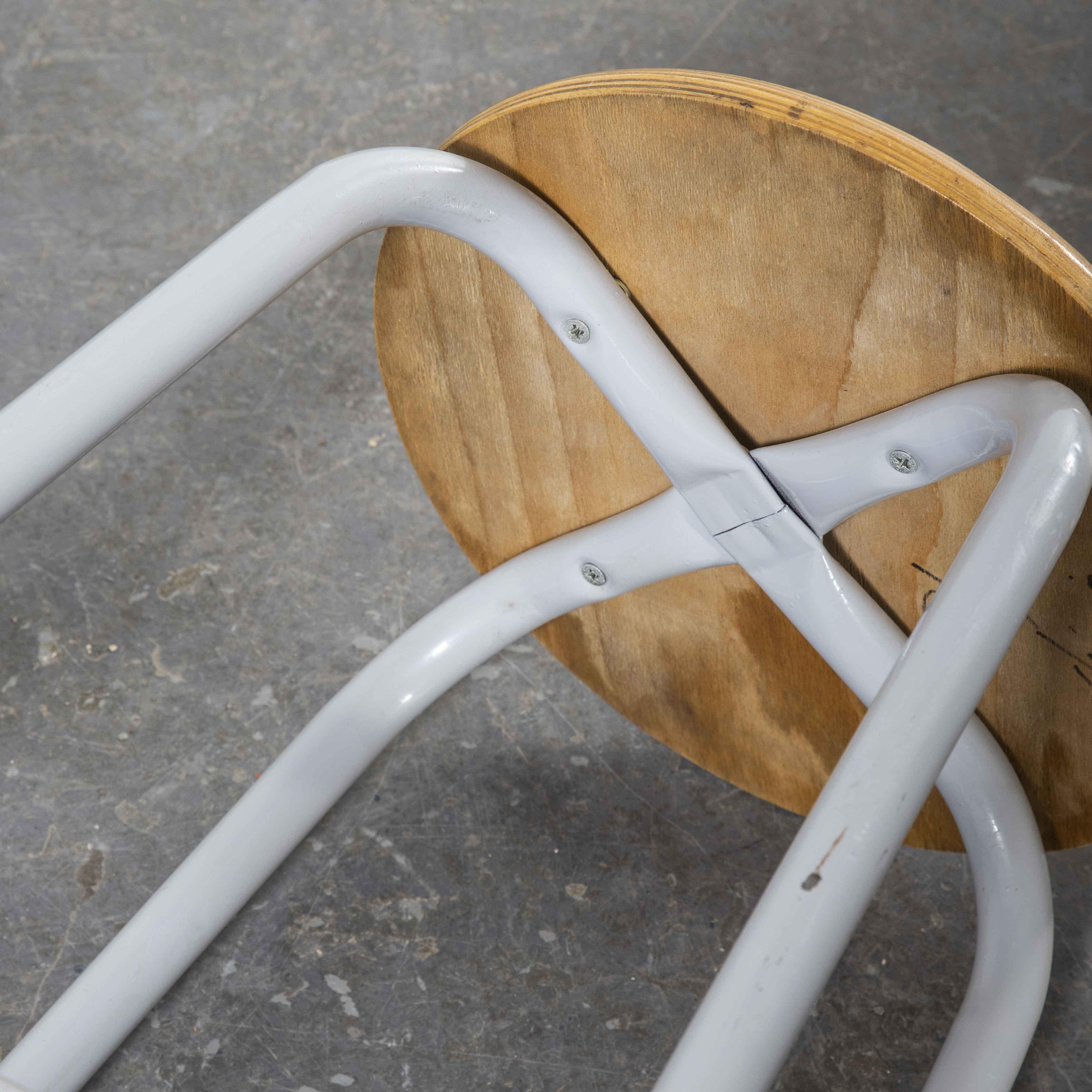 Birch 1960's French Grey Laboratory Stools, Pair