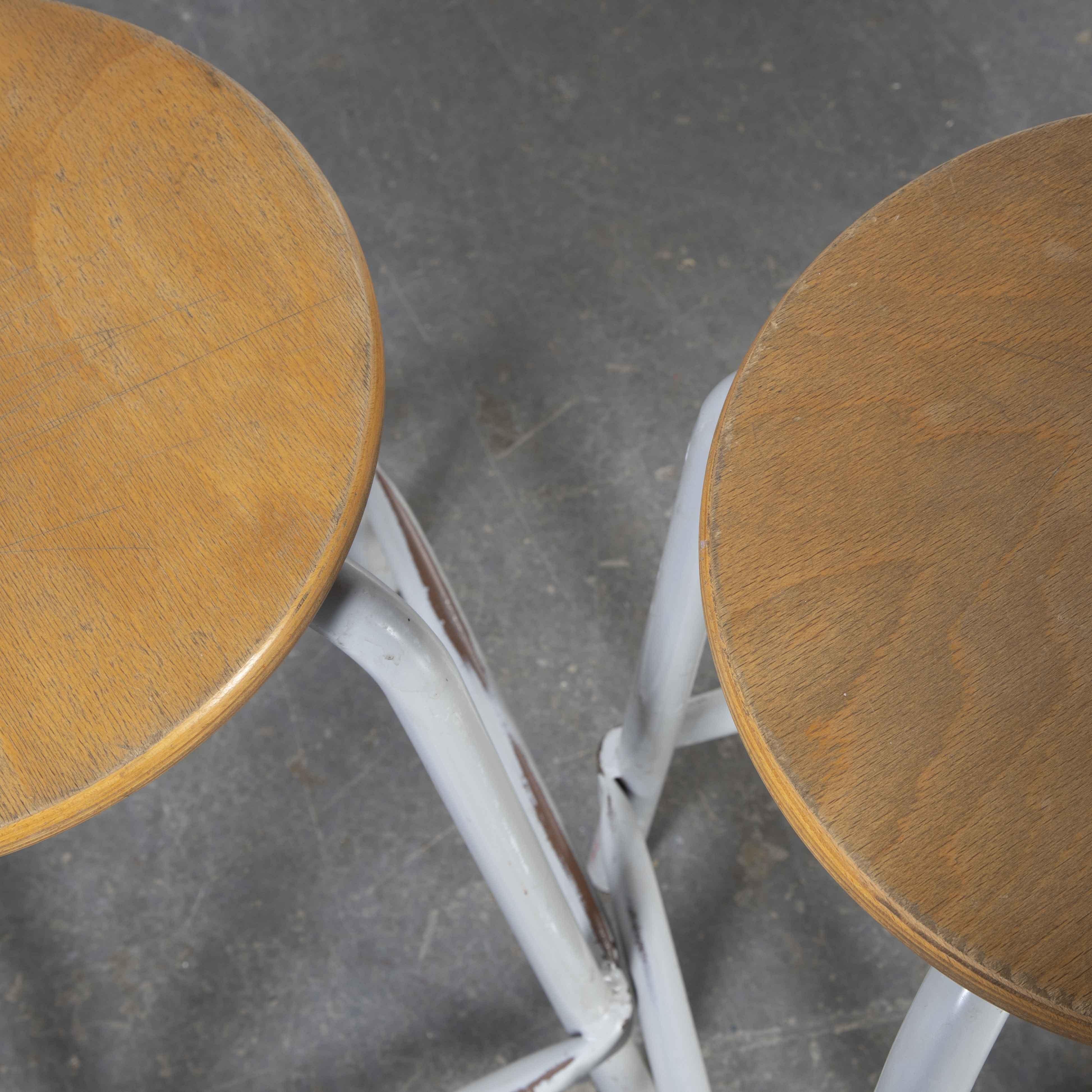 1960's French Grey Laboratory Stools, Pair 3