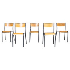 1960’S French Grey Mullca Stacking Chairs – Set Of Five