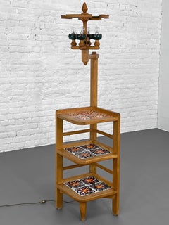 Lampadaire d'angle en chêne au design français Guillerme & Chambron des années 1960 pour Votre Maison