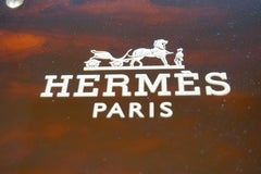 1960s French Hermes Logo Brown Resin Poker Set
