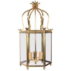 1960s French Hexagonal Brass Lantern