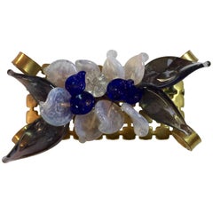 1960s French House of Gripoix Poured Glass Intricate Lapel Brooch Pin