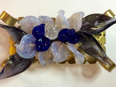 1960s French House of Gripoix Poured Glass Intricate Lapel Brooch Pin