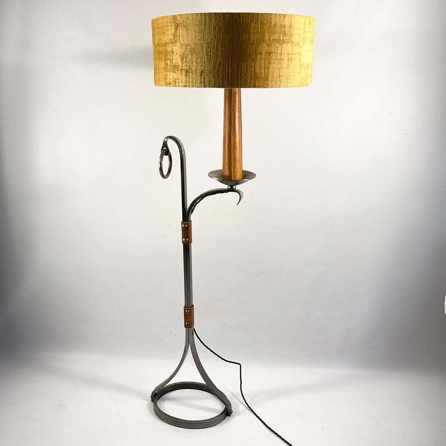 Forged 1960s Brutalist Iron Floor Lamp by Jean Pierre Ryckaert for Le Dauphin For Sale