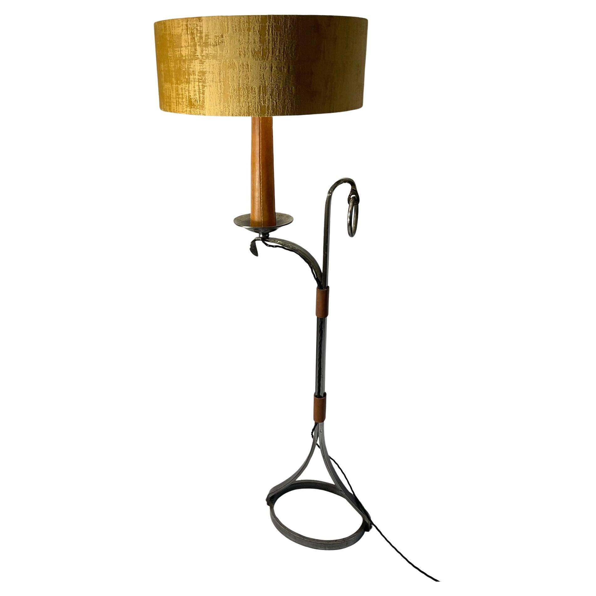 1960s Brutalist Iron Floor Lamp by Jean Pierre Ryckaert for Le Dauphin For Sale