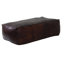 1960s French Leather Pouf