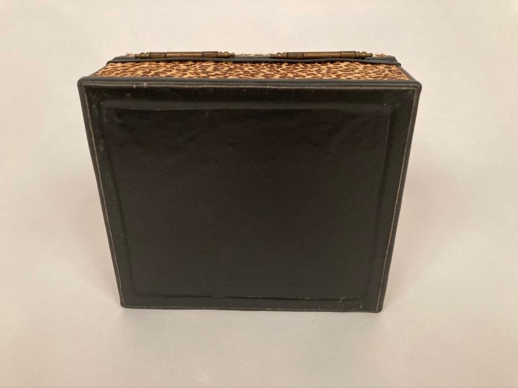 1960s French Leopard Box with Lizard Skin Interior and Black Leather Trim 6