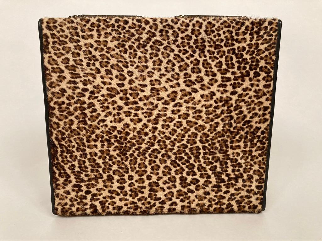 1960s French Leopard Box with Lizard Skin Interior and Black Leather Trim 8