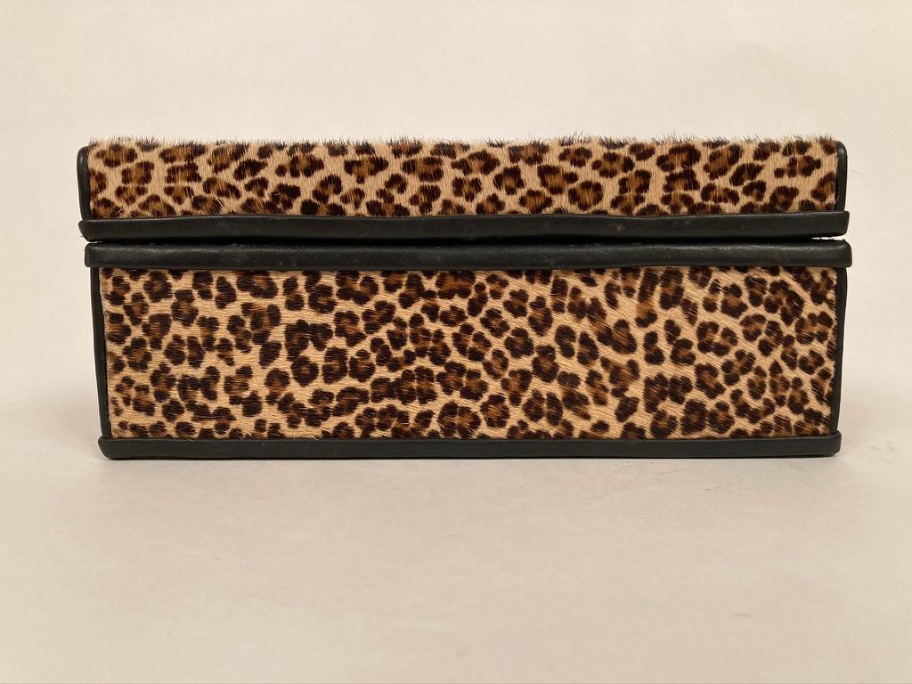 1960s French Leopard Box with Lizard Skin Interior and Black Leather Trim 10