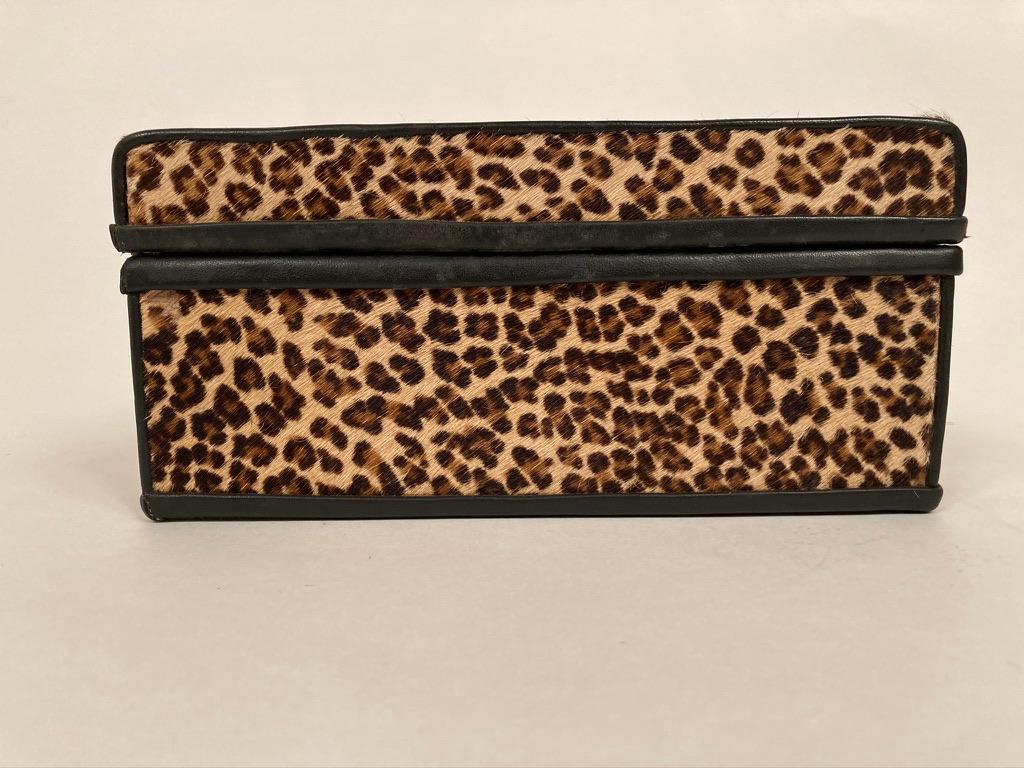1960s French Leopard Box with Lizard Skin Interior and Black Leather Trim 11