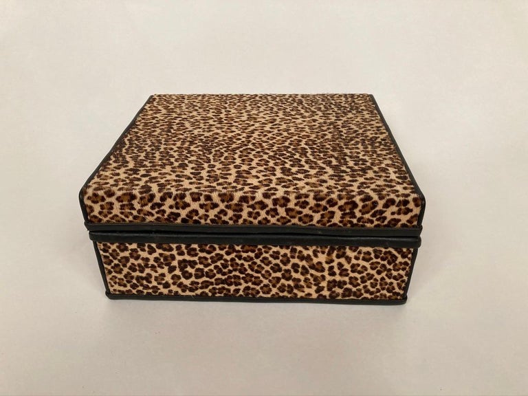 1960s French Leopard Box with Lizard Skin Interior and Black Leather ...