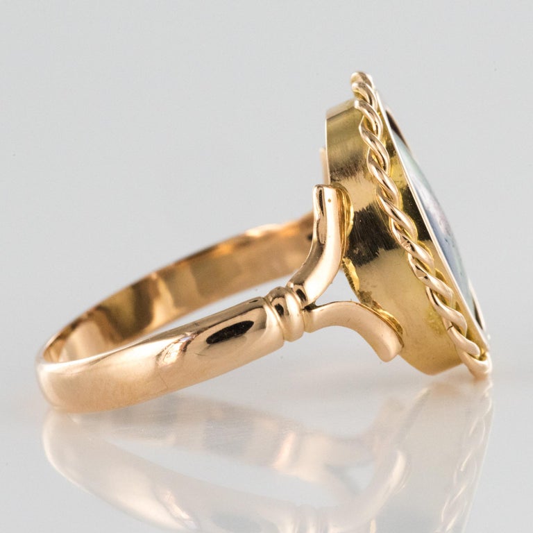 1960s French Limoges Enamel 18 Karat Yellow Gold Ring at 1stDibs
