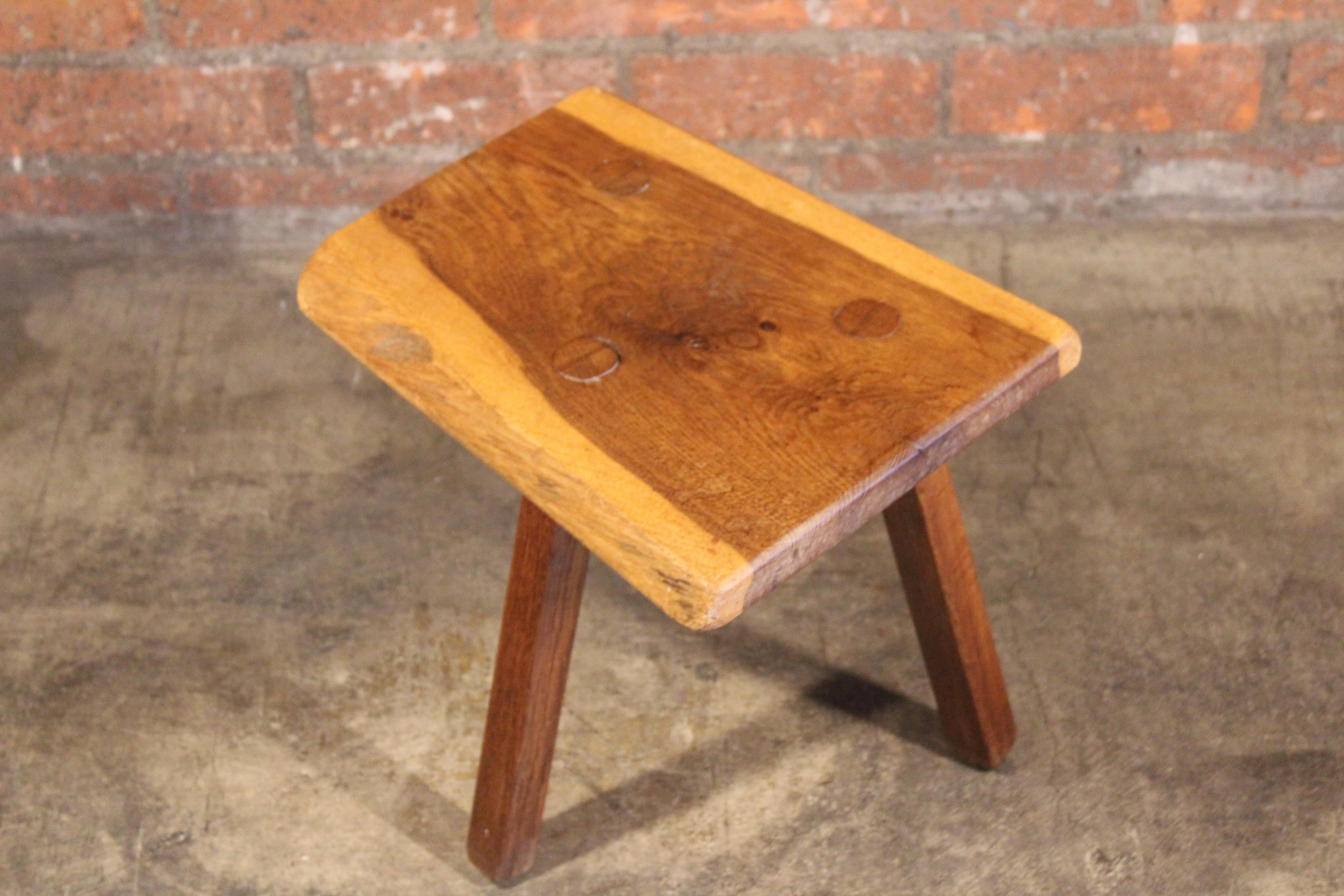 1960s French Live Edge Walnut Side Table For Sale 4