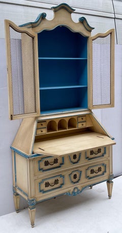 Französischer handbemalter italienischer Sekretär im Louis-XV-Stil von John Mascheroni aus den 1960er Jahren