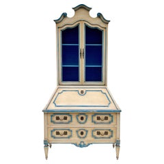 1960s French Louis XV Style Hand Painted Italian Secretary by John Mascheroni