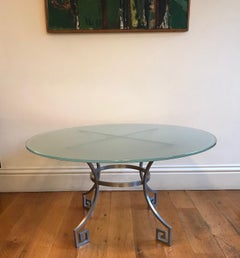 1960s French Metal and Glass Table