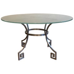1960s French Metal and Glass Table