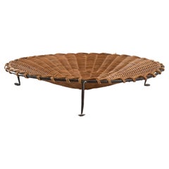 1960s French Metal and Wicker Footed Tray