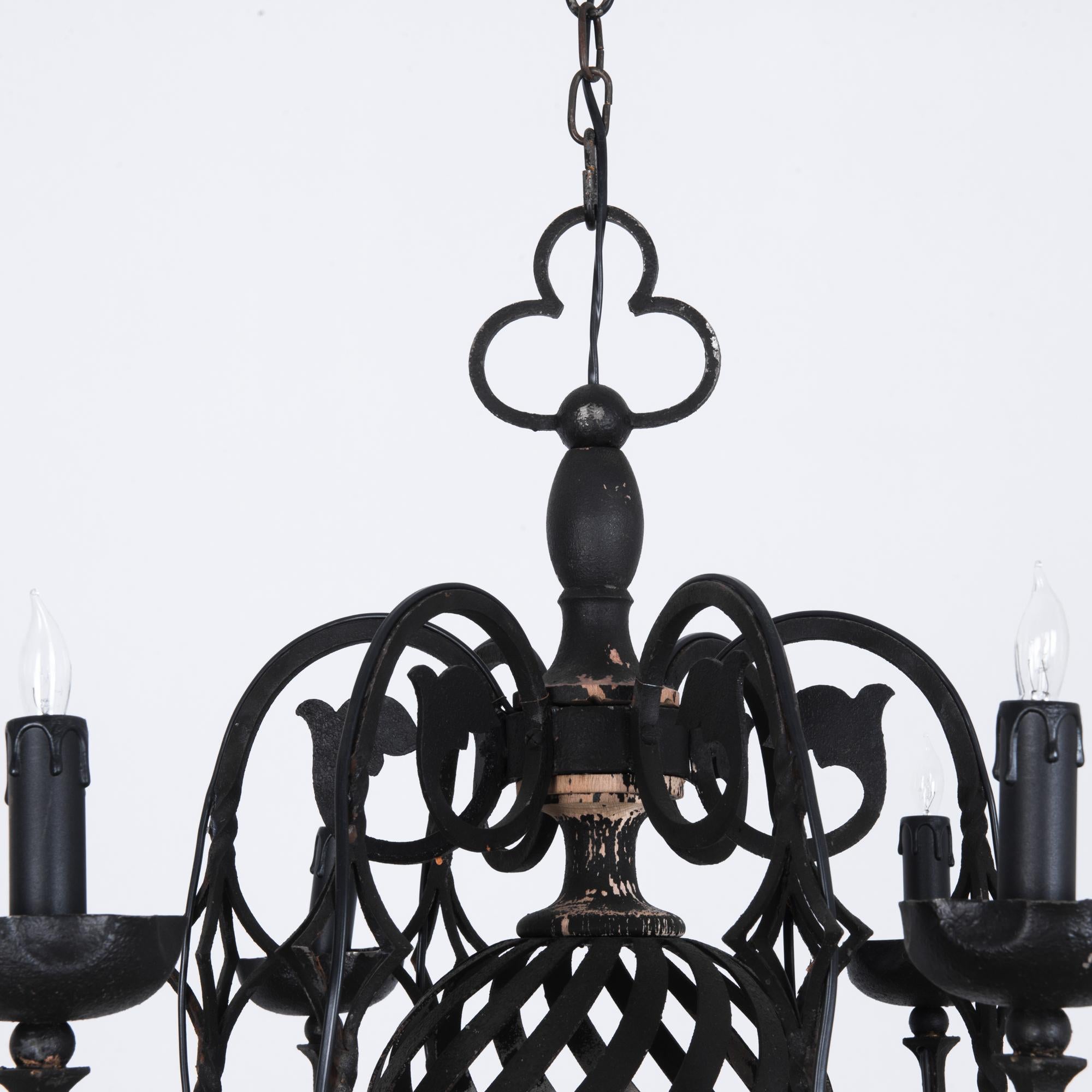Mid-20th Century 1960s French Metal Chandelier