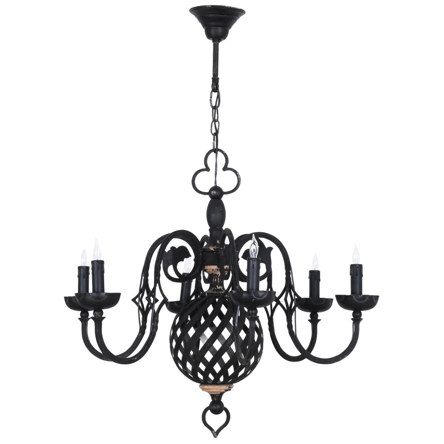 1960s French Metal Chandelier