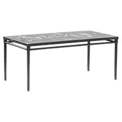 Table basse française des années 1960 avec plateau en céramique