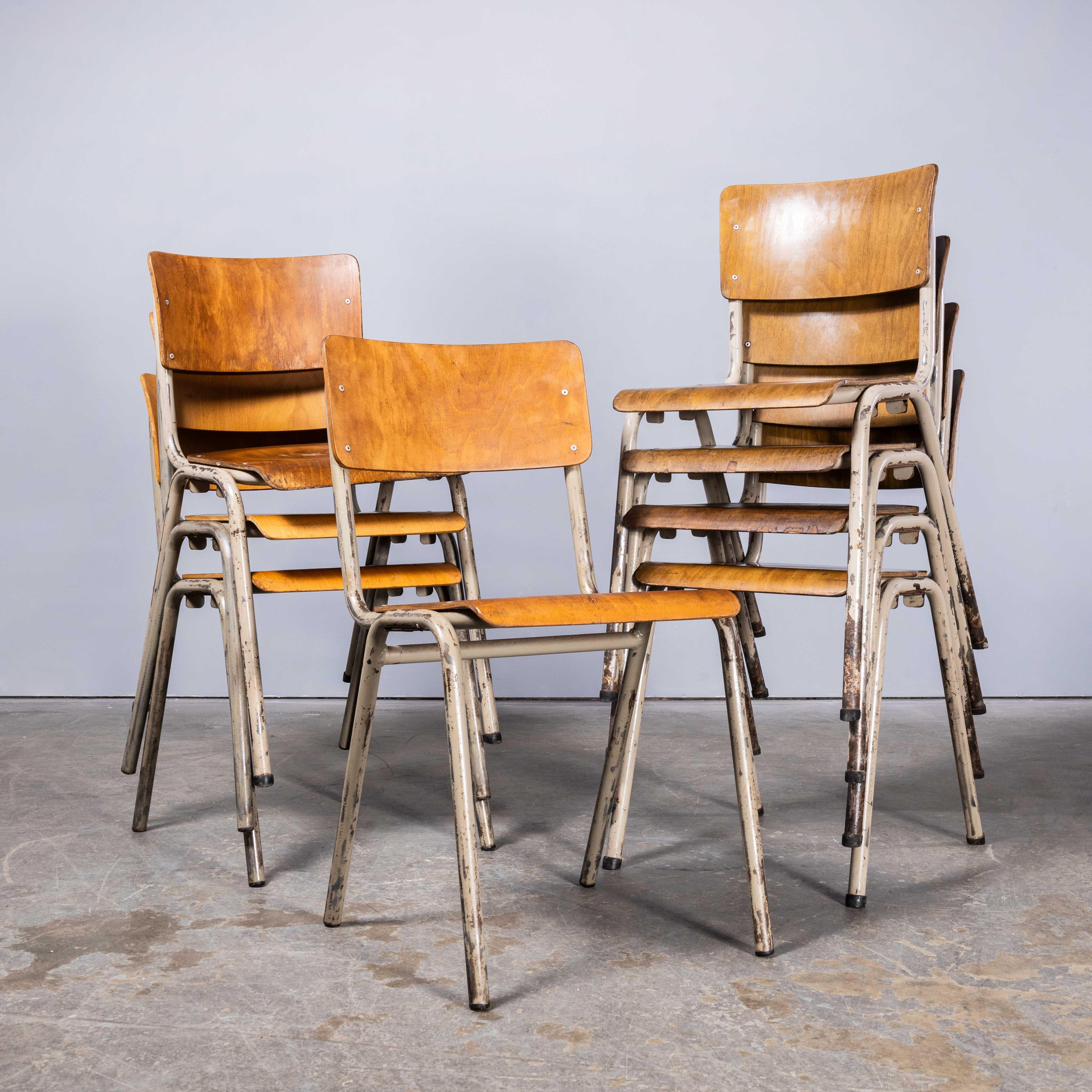 1960's French Metal Framed Stacking University - Dining Chairs - Set Of Eight El For Sale 8