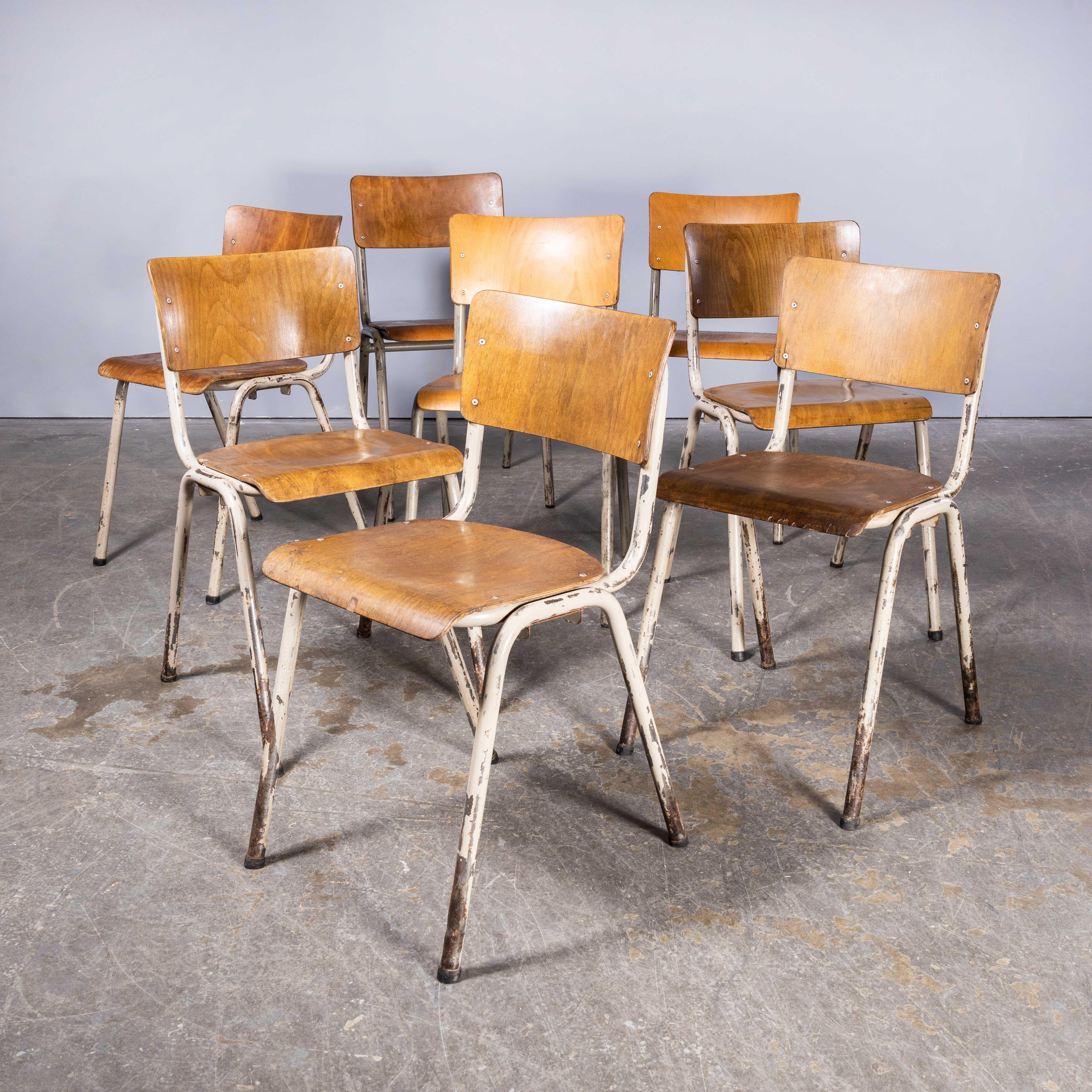 1960's French Metal Framed Stacking University - Dining Chairs - Set Of Eight El In Good Condition For Sale In Hook, Hampshire