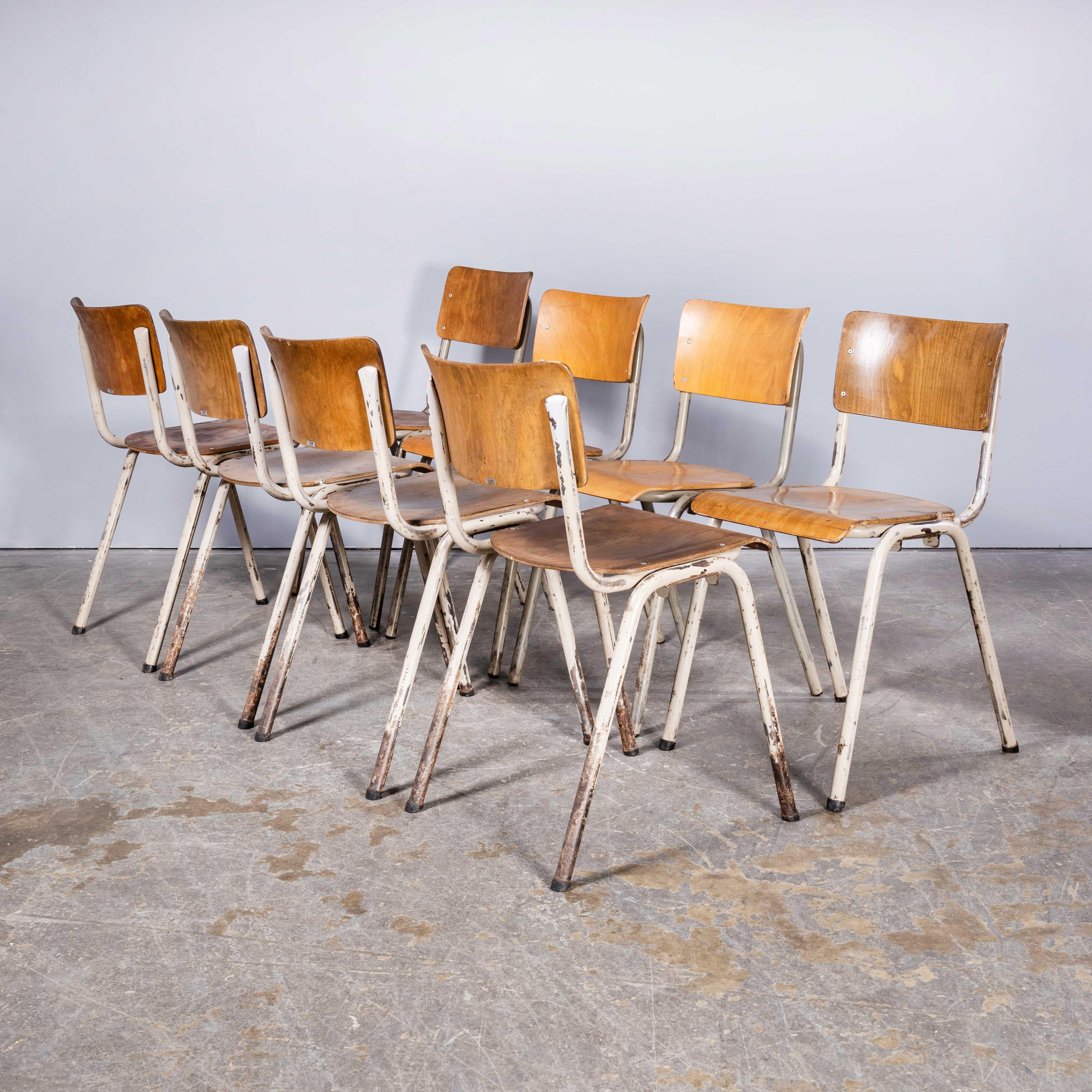 Mid-20th Century 1960's French Metal Framed Stacking University - Dining Chairs - Set Of Eight El For Sale