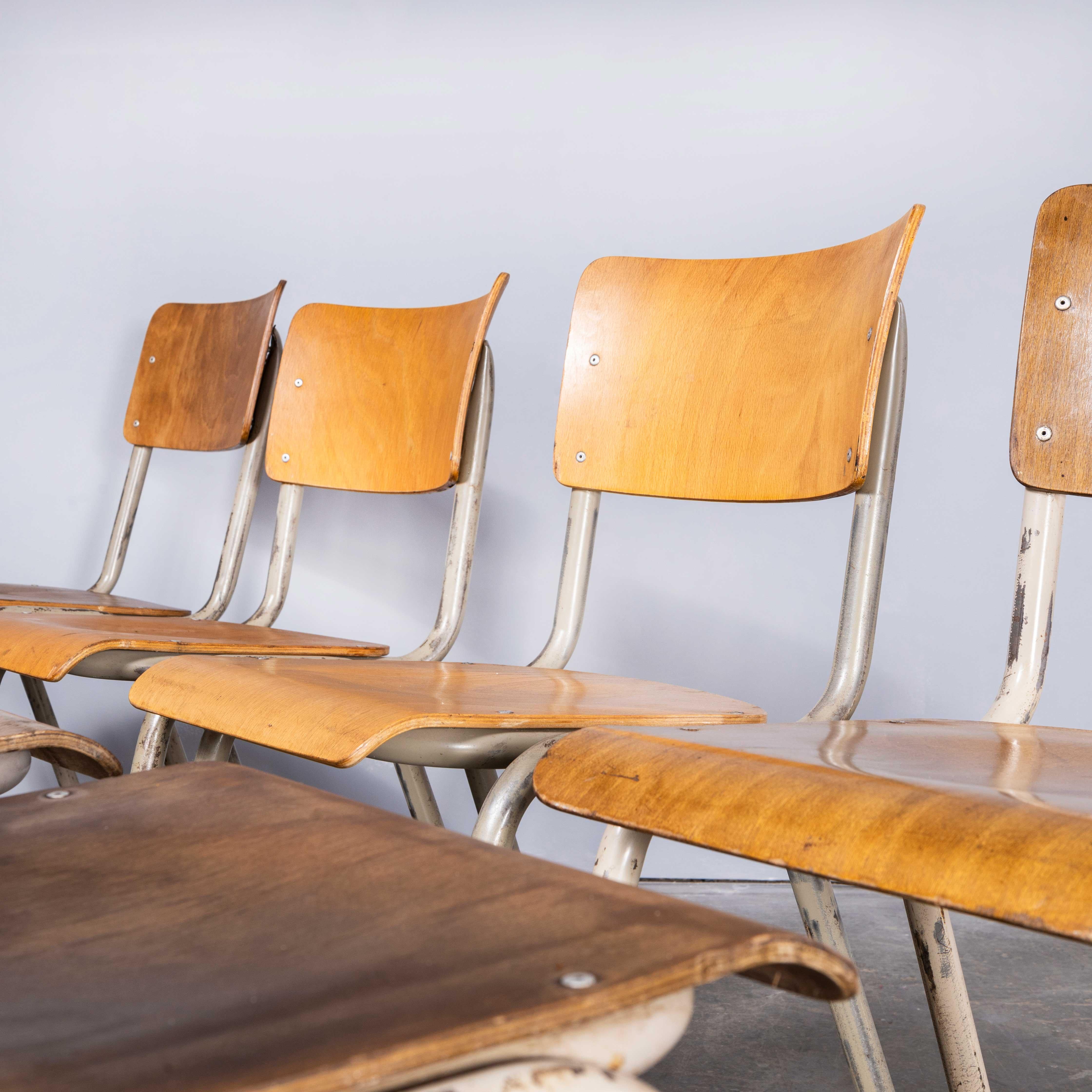 Beech 1960's French Metal Framed Stacking University - Dining Chairs - Set Of Eight El For Sale