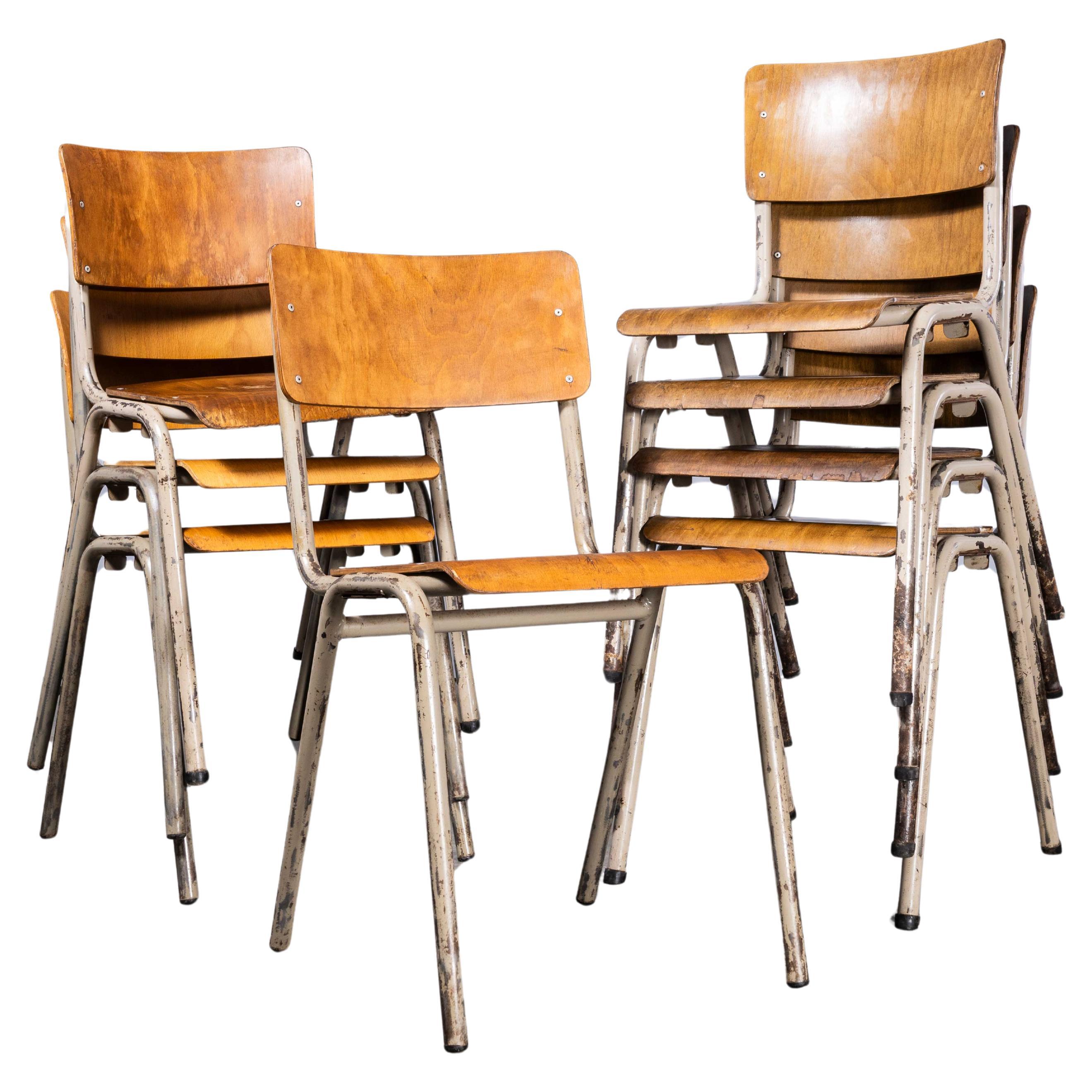 1960's French Metal Framed Stacking University - Dining Chairs - Set Of Eight El For Sale