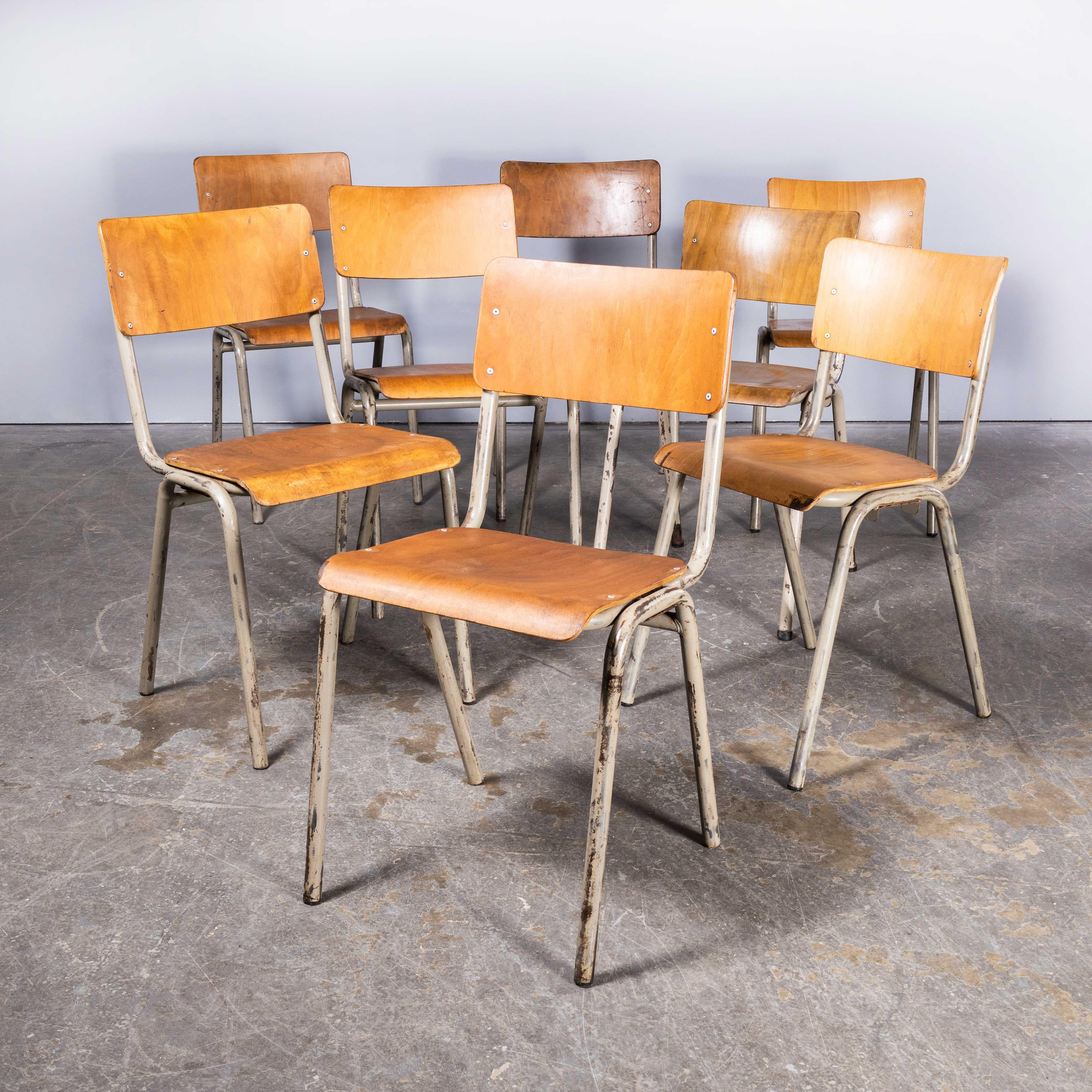1960's French Metal Framed Stacking University - Dining Chairs - Set Of Eight In Good Condition For Sale In Hook, Hampshire