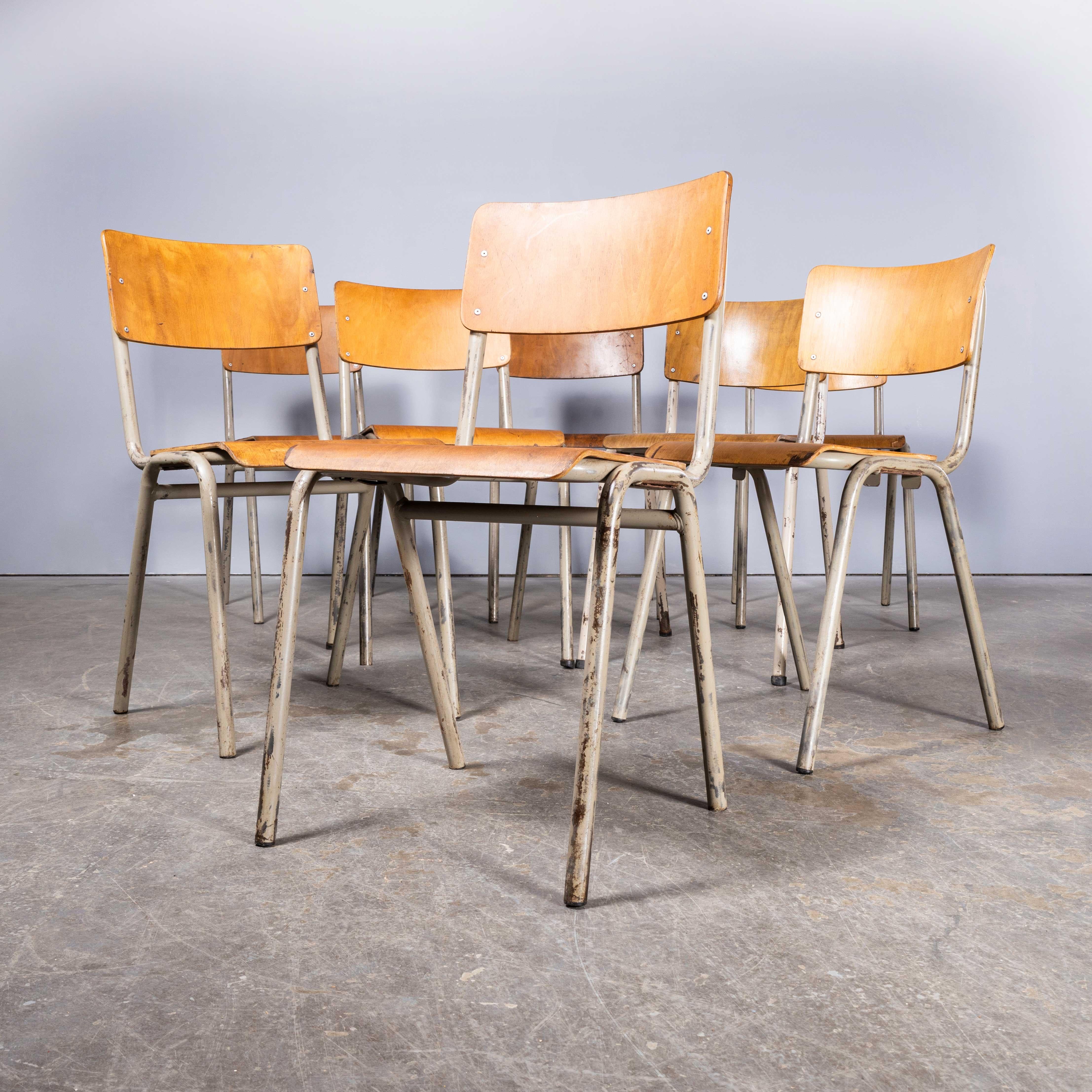 1960's French Metal Framed Stacking University - Dining Chairs - Set Of Eight For Sale 1