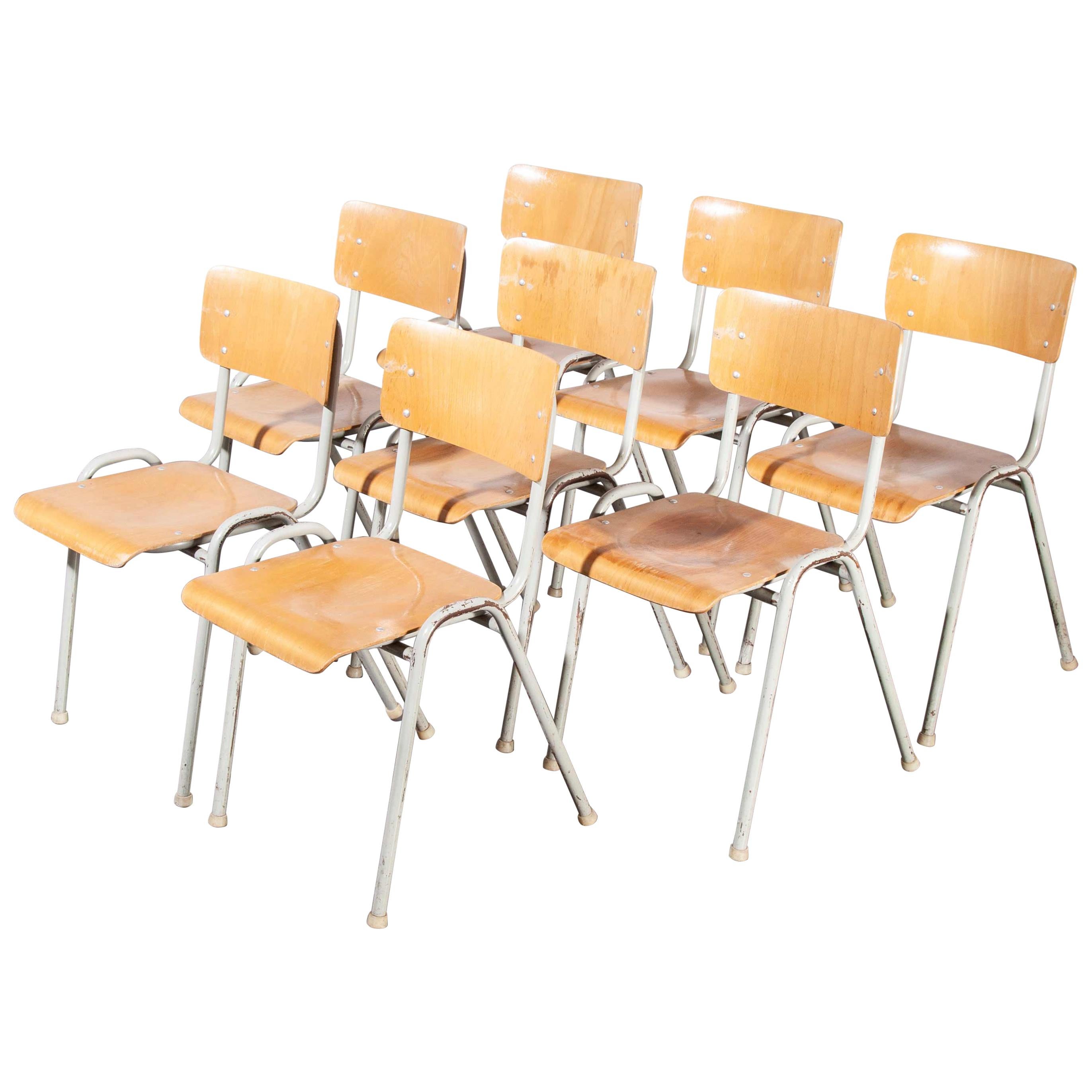 1950's Original Elbe Stacking Metal Frame Dining Chairs, Set of Six For