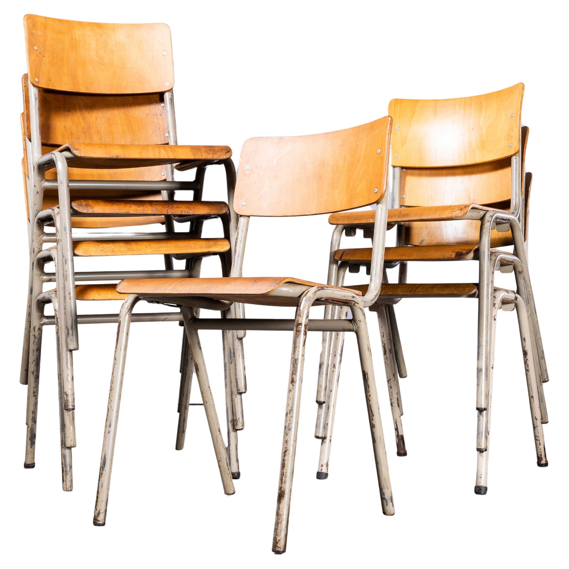 1960's French Metal Framed Stacking University - Dining Chairs - Set Of Eight For Sale