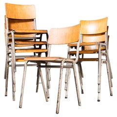 Chaises empilables à cadre métallique françaises des années 1960 - Chaises de salle à manger - Lot de huit