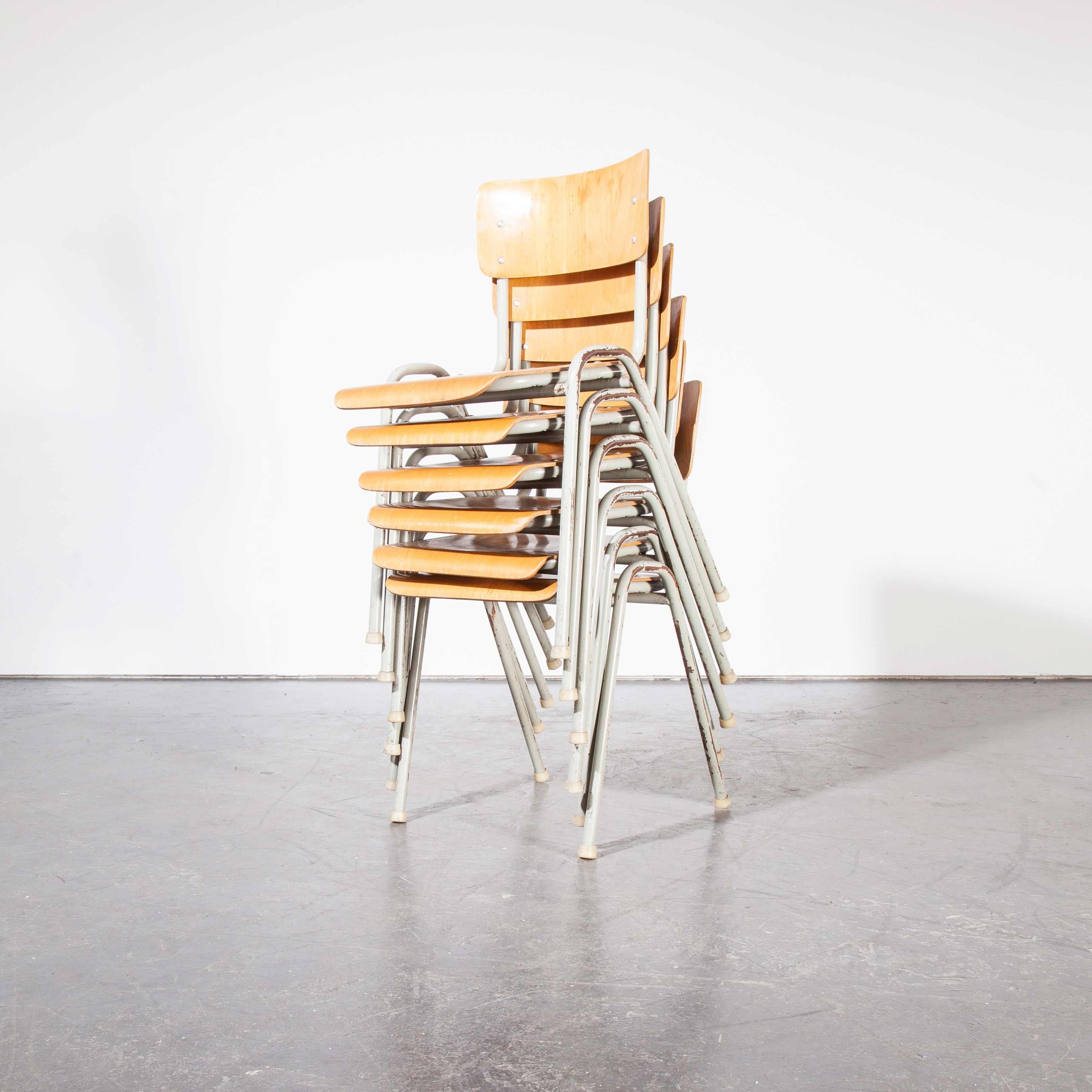1960s French Metal Framed Stacking University, Dining Chairs, Set of Six In Good Condition In Hook, Hampshire
