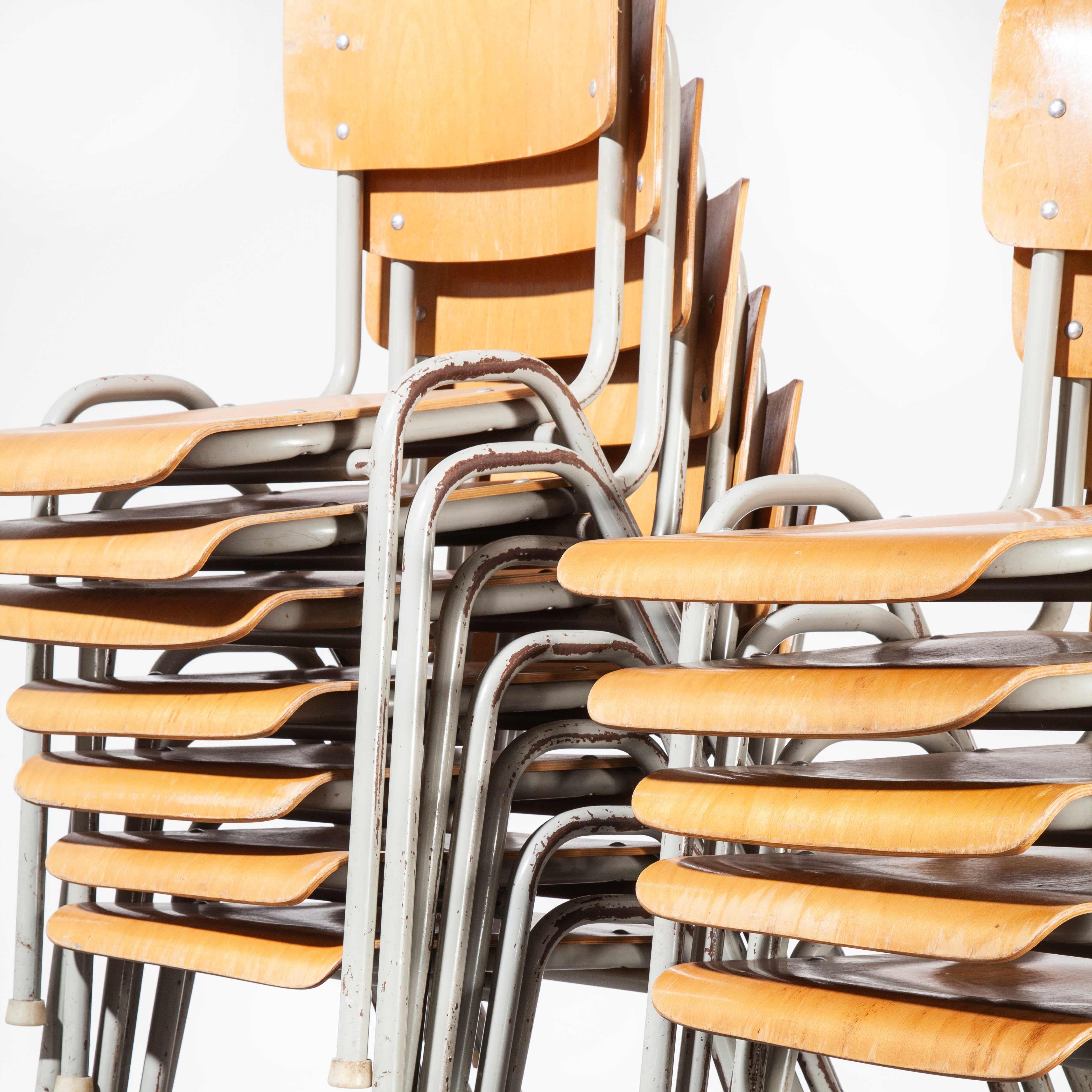 1960s French Metal Framed Stacking University, Dining Chairs, Set of Twelve In Good Condition In Hook, Hampshire