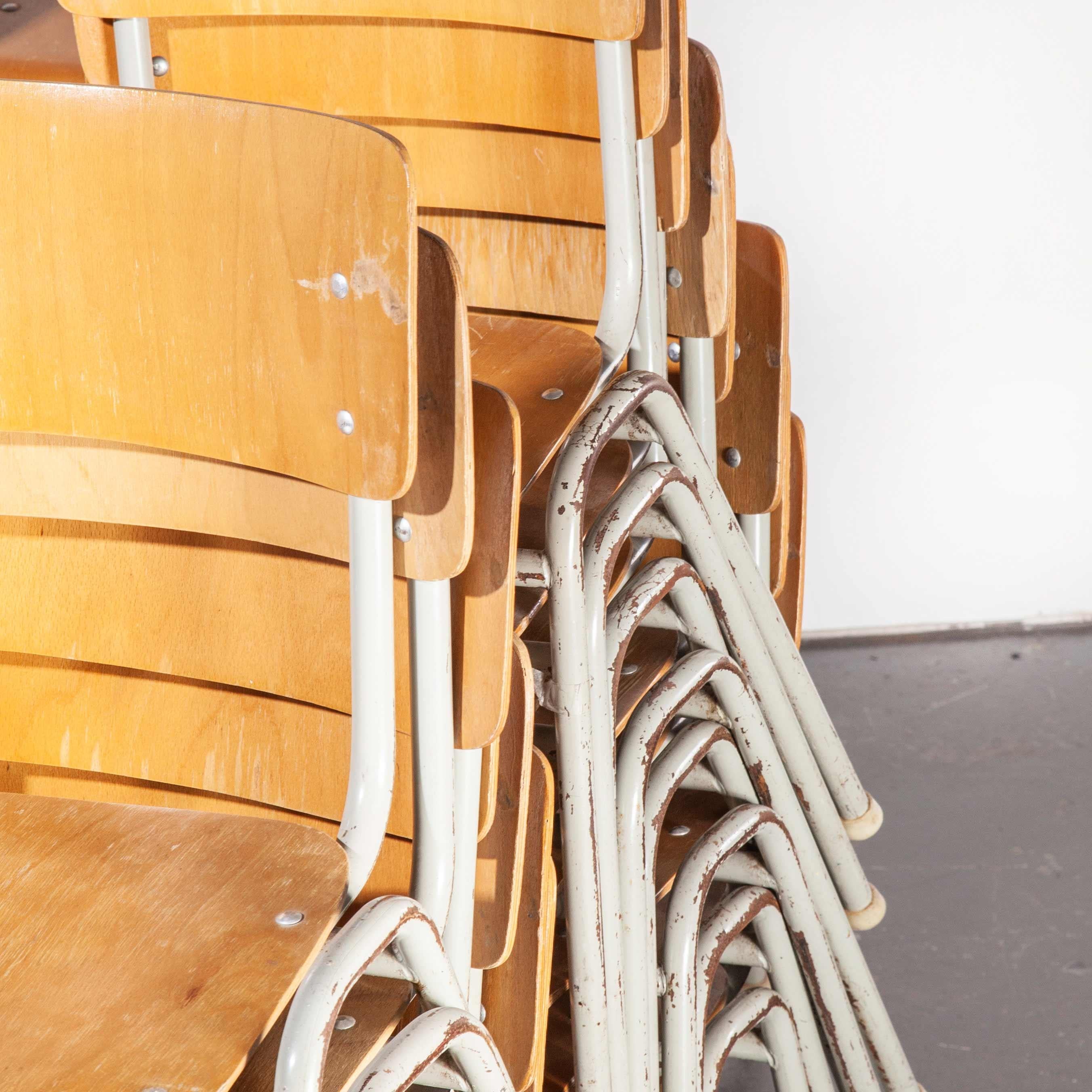 Mid-20th Century 1960s French Metal Framed Stacking University, Dining Chairs, Various Quantity