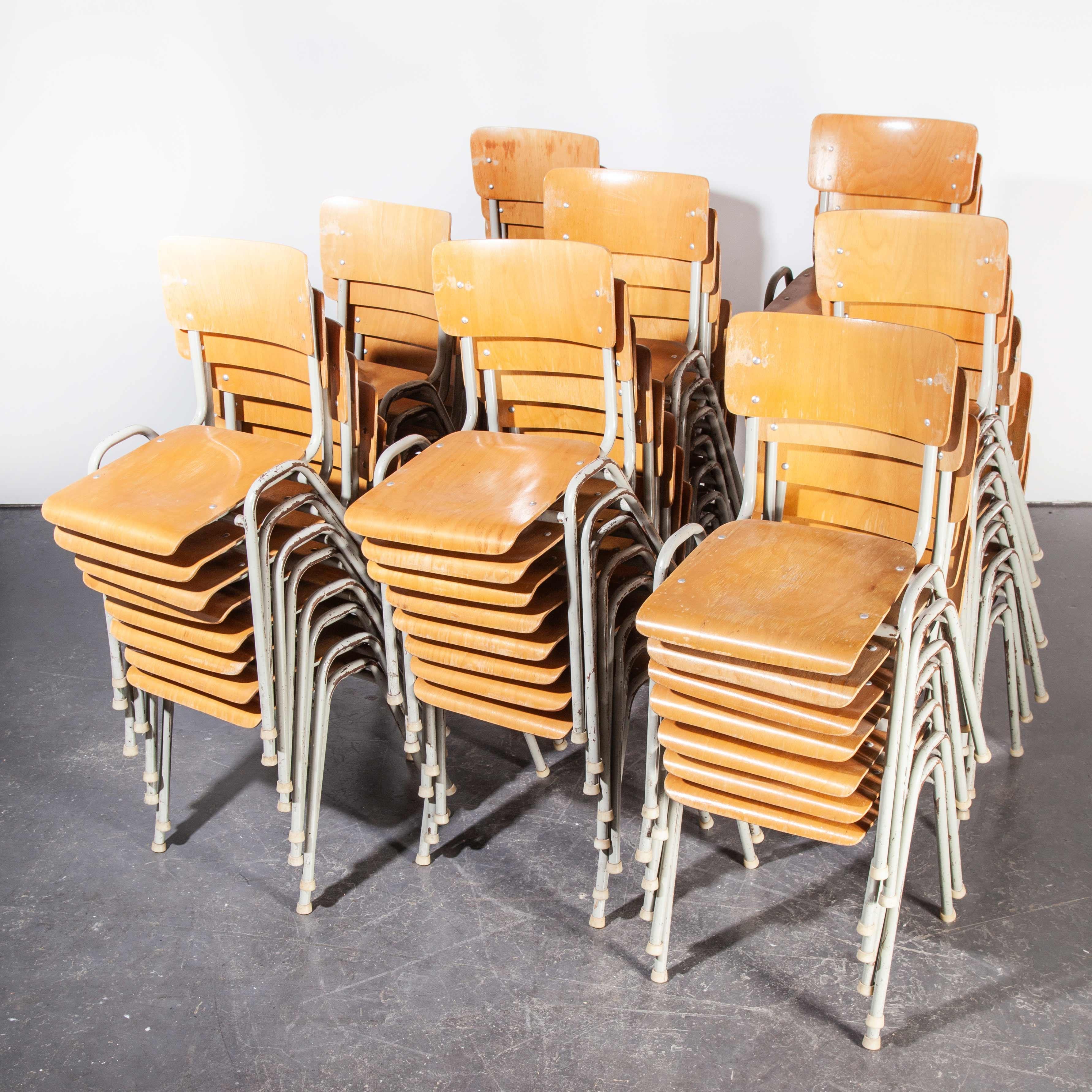 1960s French Metal Framed Stacking University, Dining Chairs, Various Quantity 2